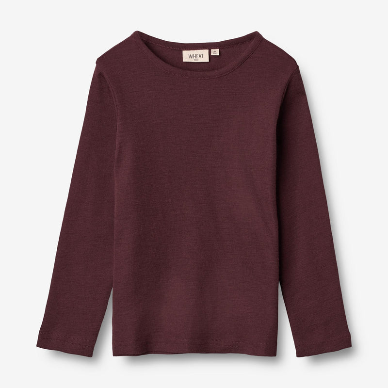 Wheat Wool  Langærmet Uld T-shirt Jersey Tops and T-Shirts 2118 aubergine