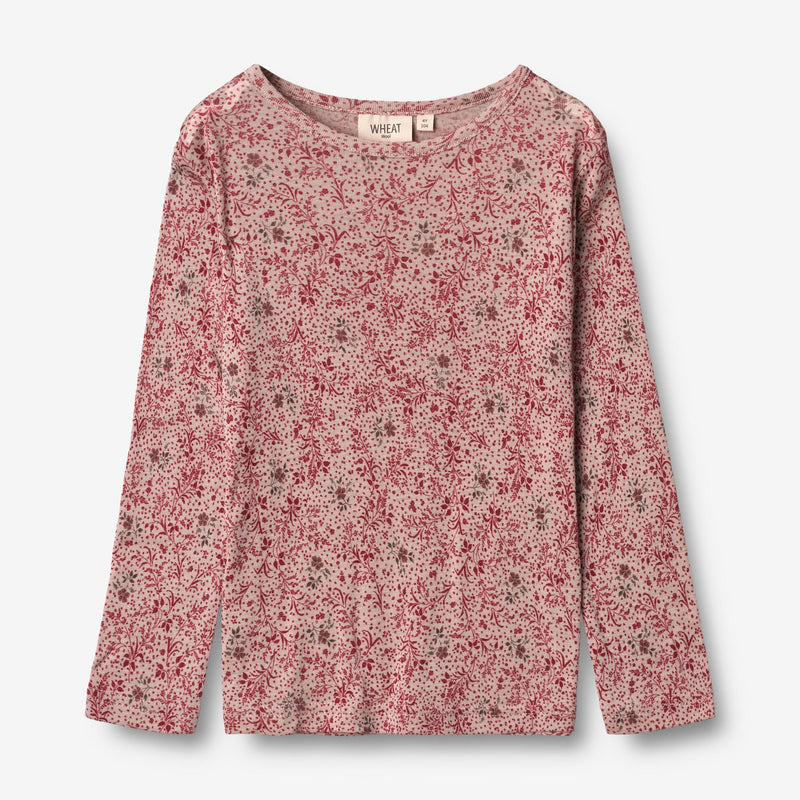 Wheat Wool  Langærmet Uld T-shirt Jersey Tops and T-Shirts 2392 cherry flowers