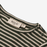 Wheat Wool Langærmet Uld T-shirt | Baby Jersey Tops and T-Shirts 4142 green stripe