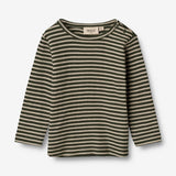 Wheat Wool Langærmet Uld T-shirt | Baby Jersey Tops and T-Shirts 4142 green stripe