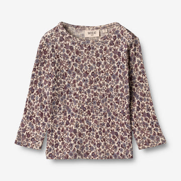 Wheat Wool  Langærmet Uld T-shirt | Baby Jersey Tops and T-Shirts 1493 purple flowers