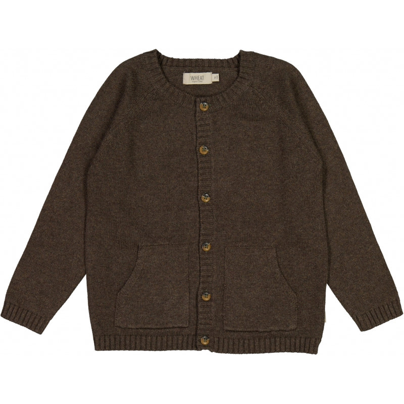 Wheat Klassisk Strik Cardigan Knitted Tops 3015 brown melange