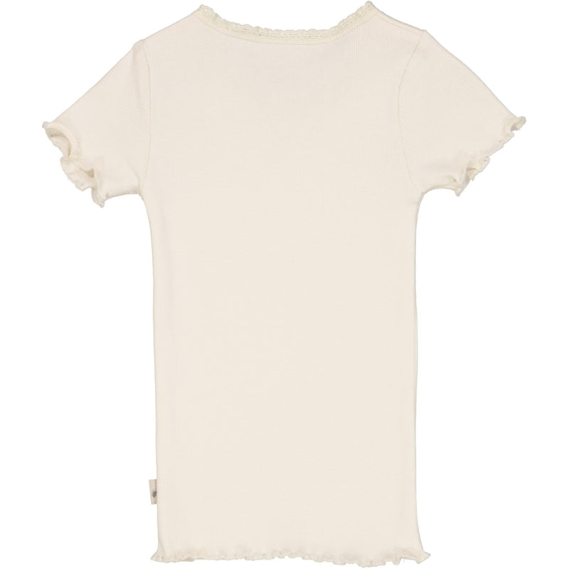 Wheat Kortærmet Blonde Rib T-Shirt Jersey Tops and T-Shirts 3129 eggshell 