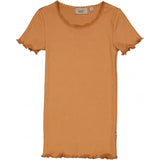 Wheat Kortærmet Blonde Rib T-shirt Jersey Tops and T-Shirts 3351 sandstone