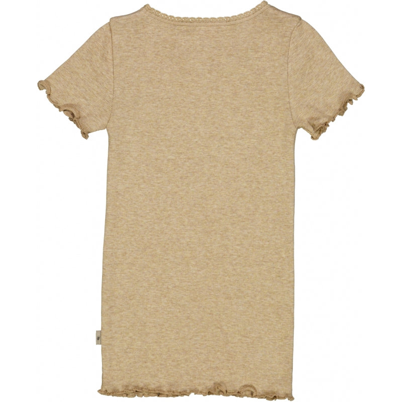 Wheat Kortærmet Blonde Rib T-shirt Jersey Tops and T-Shirts 5410 dark oat melange