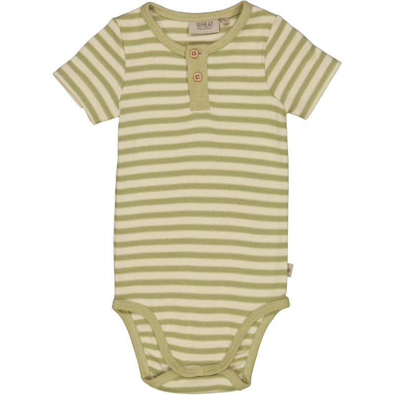 Wheat Main Kortærmet Body m. Knapper Underwear/Bodies 4142 green stripe