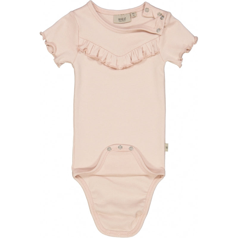 Wheat Kortærmet Flæse Rib Body Underwear/Bodies 2400 powder 