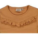 Wheat Kortærmet Rib T-Shirt m. Flæse Jersey Tops and T-Shirts 3351 sandstone