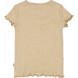 Wheat Kortærmet Rib T-Shirt m. Flæse Jersey Tops and T-Shirts 5410 dark oat melange