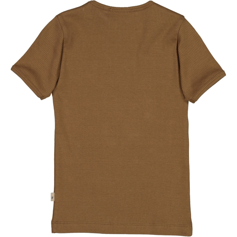 Wheat Kortærmet Rib T-shirt Jersey Tops and T-Shirts 3002 hazel