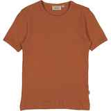 Wheat Kortærmet Rib T-shirt Jersey Tops and T-Shirts 5304 amber brown