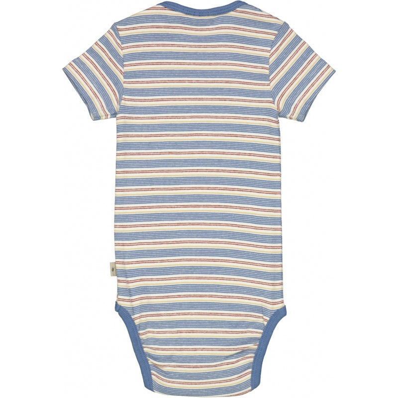 Wheat Main Kortærmet Stribet Body Underwear/Bodies 9087 bluefin multi stripe