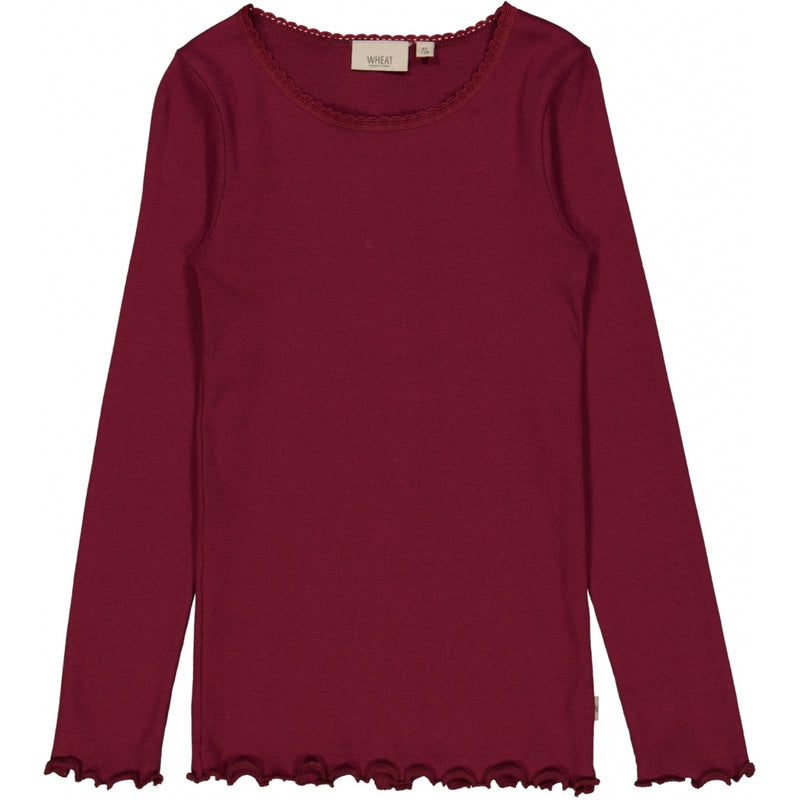 Wheat Langærmet Blonde Rib T-shirt Jersey Tops and T-Shirts 2390 red plum