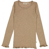 Wheat Langærmet Blonde Rib T-shirt Jersey Tops and T-Shirts 3204 khaki melange