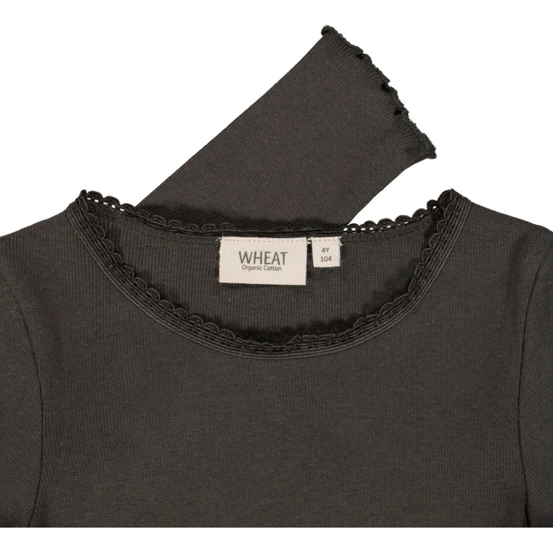 Wheat Langærmet Blonde Rib T-shirt Jersey Tops and T-Shirts 0033 black granite