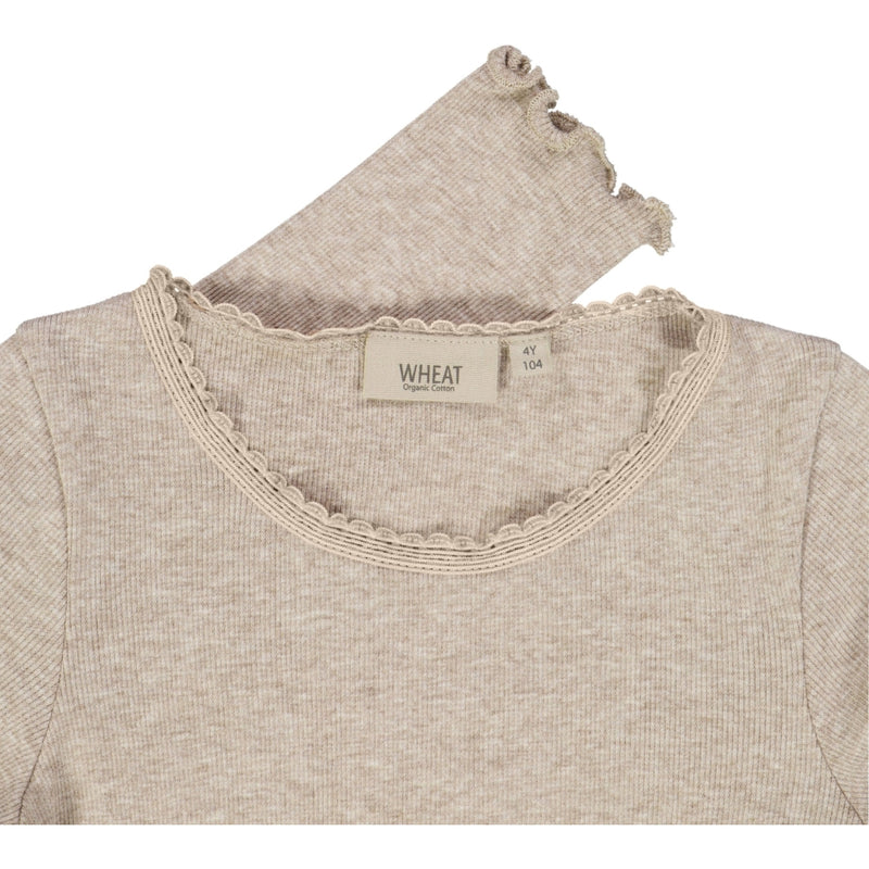 Wheat Langærmet Blonde Rib T-shirt Jersey Tops and T-Shirts 0072 gravel melange