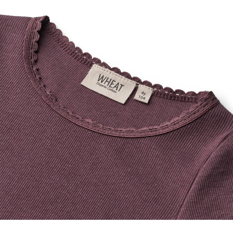 Wheat Main Langærmet Blonde Rib T-shirt Jersey Tops and T-Shirts 3374 soft eggplant