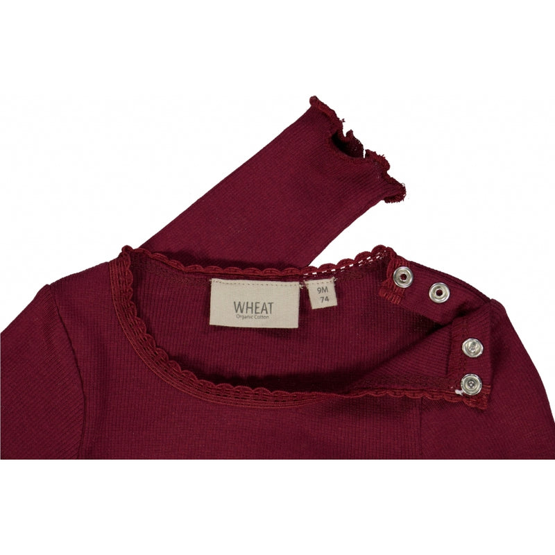 Wheat Langærmet Blonde Rib T-shirt Jersey Tops and T-Shirts 2390 red plum