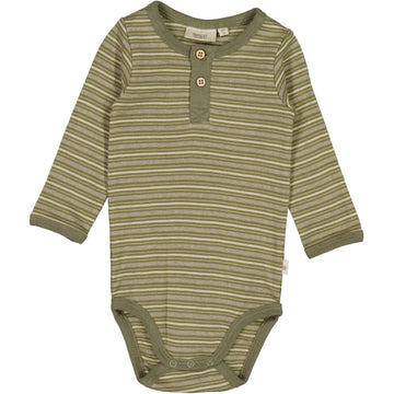 Wheat Main Langærmet Body Knapper Underwear/Bodies 2185 heather green stripe