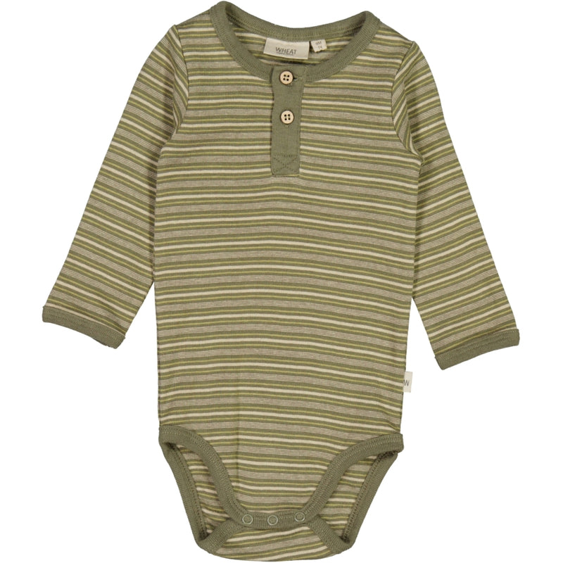 Wheat Langærmet Body Knapper Underwear/Bodies 2185 heather green stripe