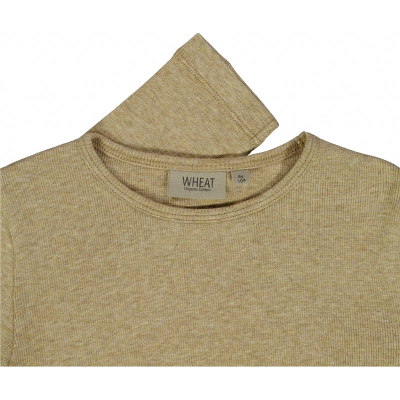 Wheat Langærmet Rib T-Shirt Jersey Tops and T-Shirts 5410 dark oat melange