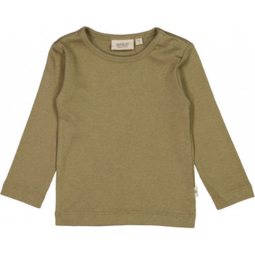 Wheat Main Langærmet Rib T-shirt Jersey Tops and T-Shirts 3531 dry pine