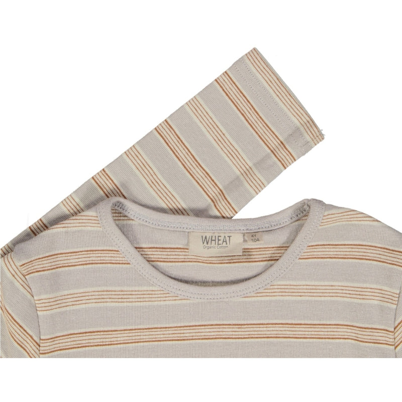 Wheat Main Langærmet Stribet T-shirt Jersey Tops and T-Shirts 5055 morning dove stripe