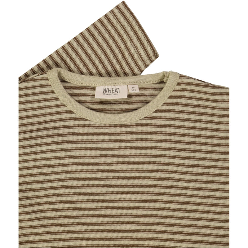 Wheat Langærmet T-Shirt Addison Jersey Tops and T-Shirts 3054 mulch stripe