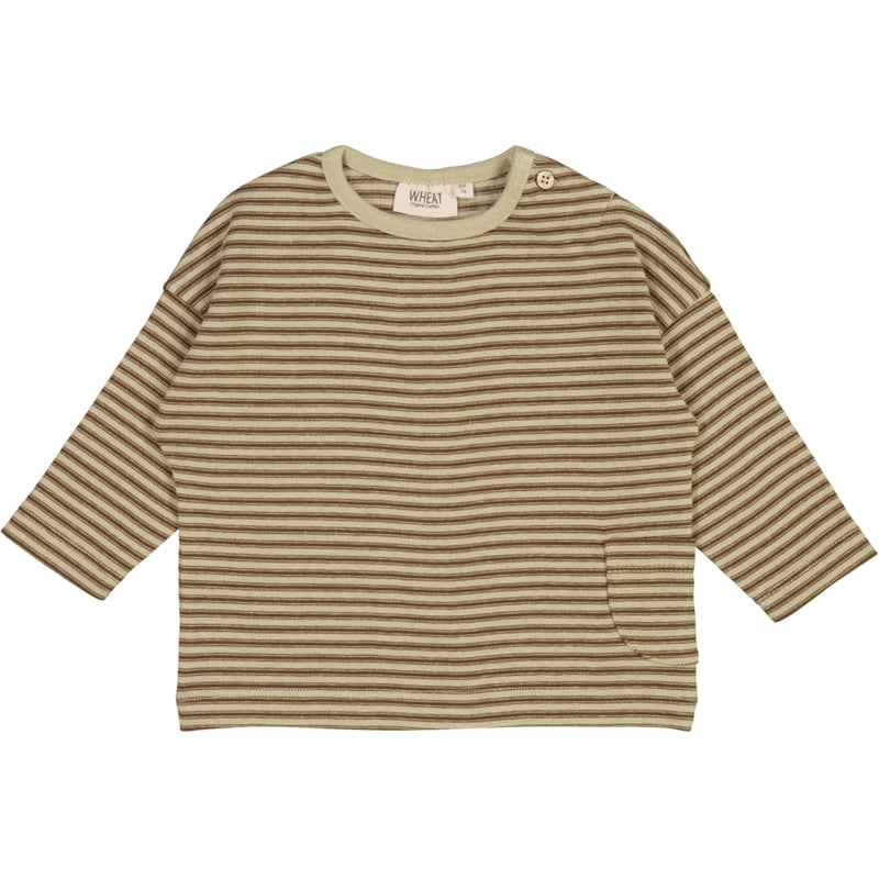 Wheat Main Langærmet T-Shirt Addison Jersey Tops and T-Shirts 3054 mulch stripe