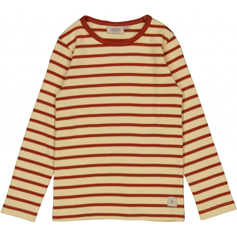 Wheat Langærmet T-Shirt m. Striber Jersey Tops and T-Shirts 2901 sienna stripe