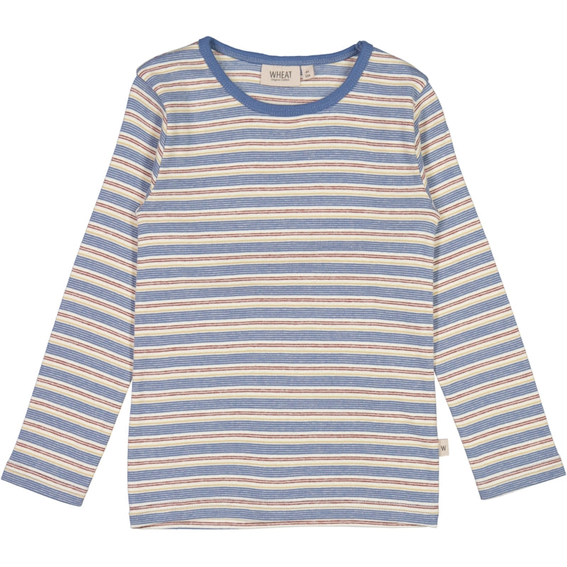 Wheat Langærmet T-Shirt m. striber Jersey Tops and T-Shirts 9087 bluefin multi stripe