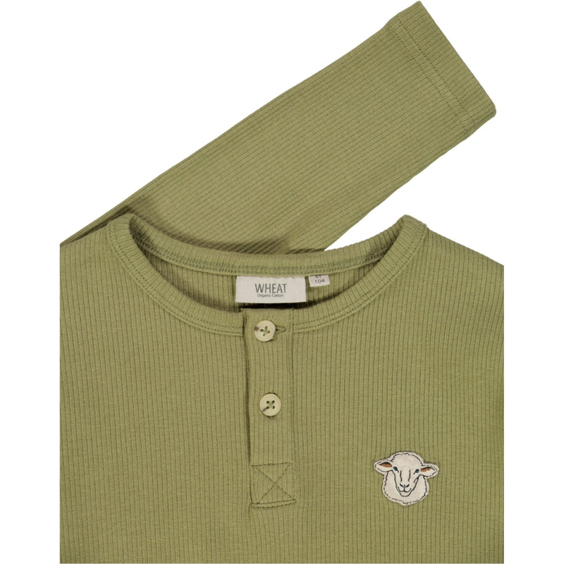 Wheat Langærmet T-shirt Får Badge Jersey Tops and T-Shirts 4214 olive