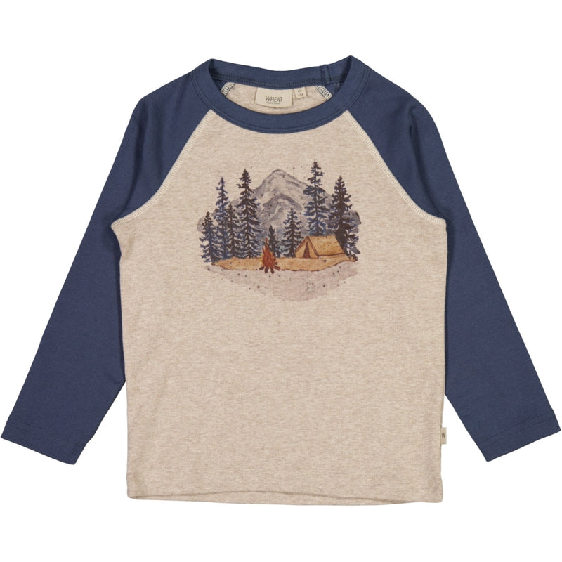 Wheat Main Langærmet T-shirt Skovsø Jersey Tops and T-Shirts 0072 gravel melange