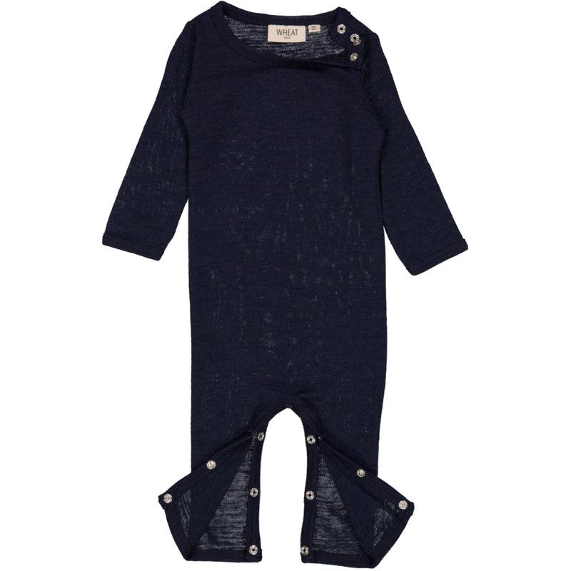 Wheat Wool Langærmet Uld Heldragt Jumpsuits 1432 navy