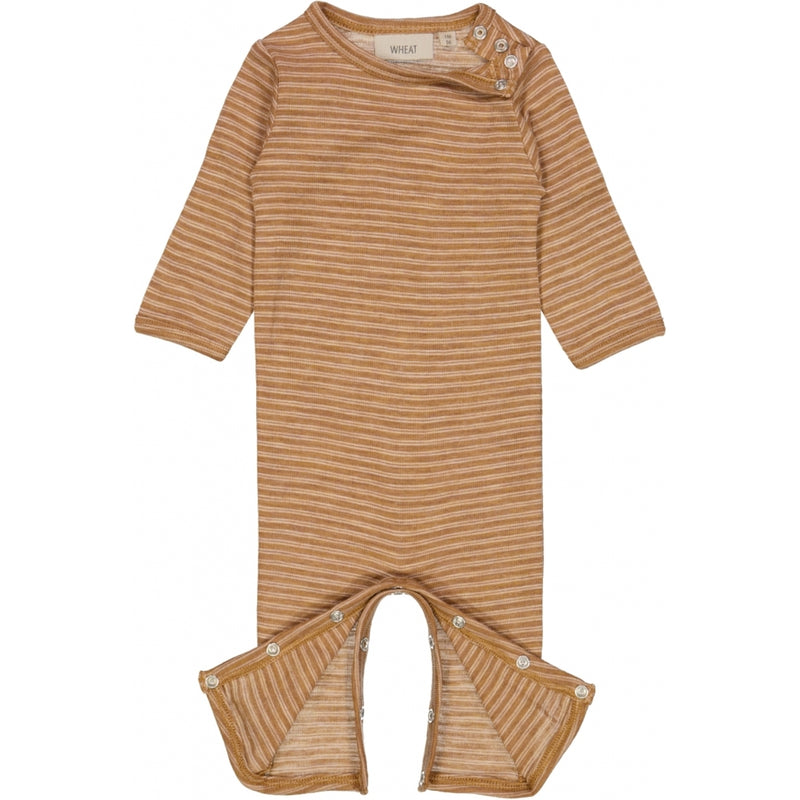 Wheat Wool Langærmet Uld Heldragt Jumpsuits 3515 clay melange wool stripe