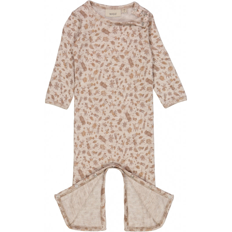 Wheat Wool Langærmet Uld Heldragt Jumpsuits 3242 beige chestnut