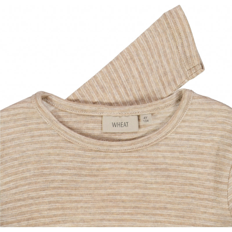 Wheat Wool Langærmet Uld T-shirt Jersey Tops and T-Shirts 3206 khaki stripe