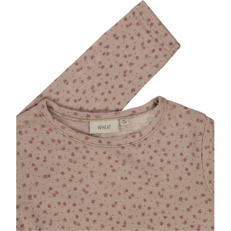 Wheat Wool Langærmet Uld T-shirt Jersey Tops and T-Shirts 2279 flower dots