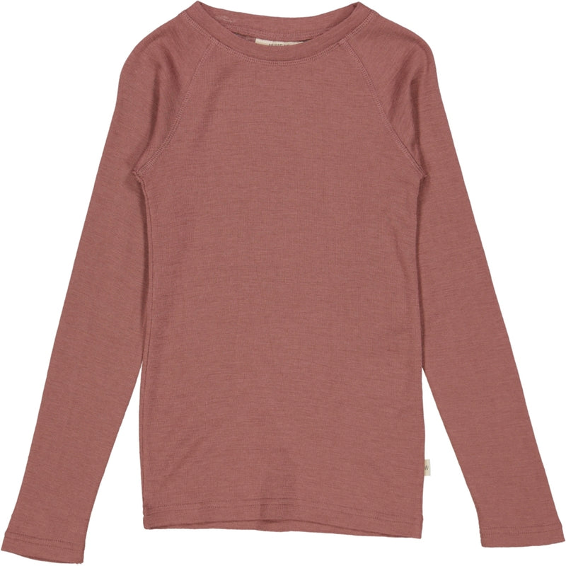 Wheat Wool Langærmet Uld T-shirt Jersey Tops and T-Shirts 2110 rose brown