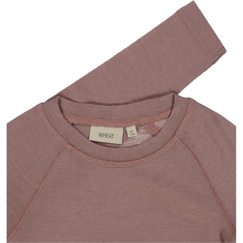 Wheat Wool Langærmet Uld T-shirt Jersey Tops and T-Shirts 1239 dusty lilac