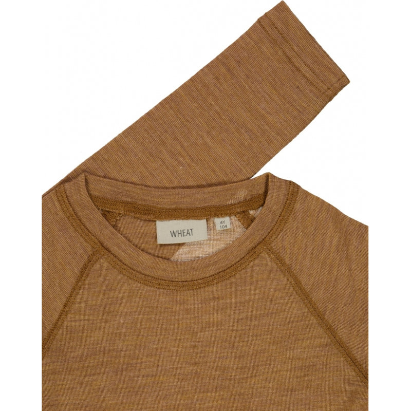 Wheat Wool Langærmet Uld T-shirt Jersey Tops and T-Shirts 3510 clay melange