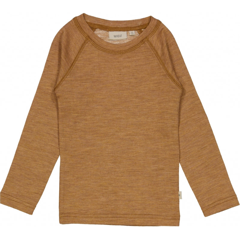 Wheat Wool Langærmet Uld T-shirt Jersey Tops and T-Shirts 3510 clay melange