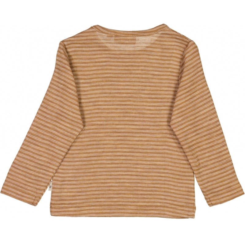 Wheat Wool Langærmet Uld T-shirt Jersey Tops and T-Shirts 3515 clay melange wool stripe