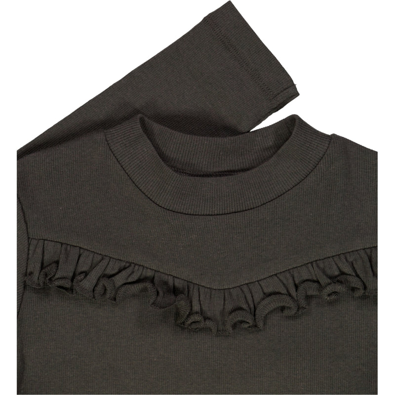 Wheat Rib T-Shirt Flæse Jersey Tops and T-Shirts 0033 black granite
