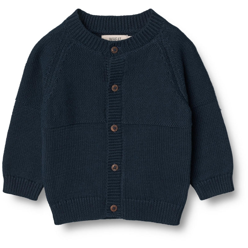 Wheat Main Strik Cardigan Eddy Knitted Tops 1432 navy