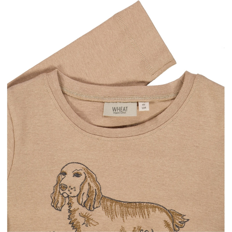 Wheat Main T-Shirt Broderet Hund Jersey Tops and T-Shirts 3320 affogato