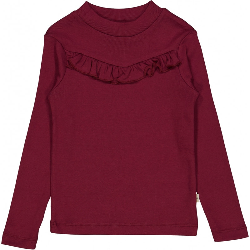 Wheat T-Shirt Flæse Rib Jersey Tops and T-Shirts 2390 red plum