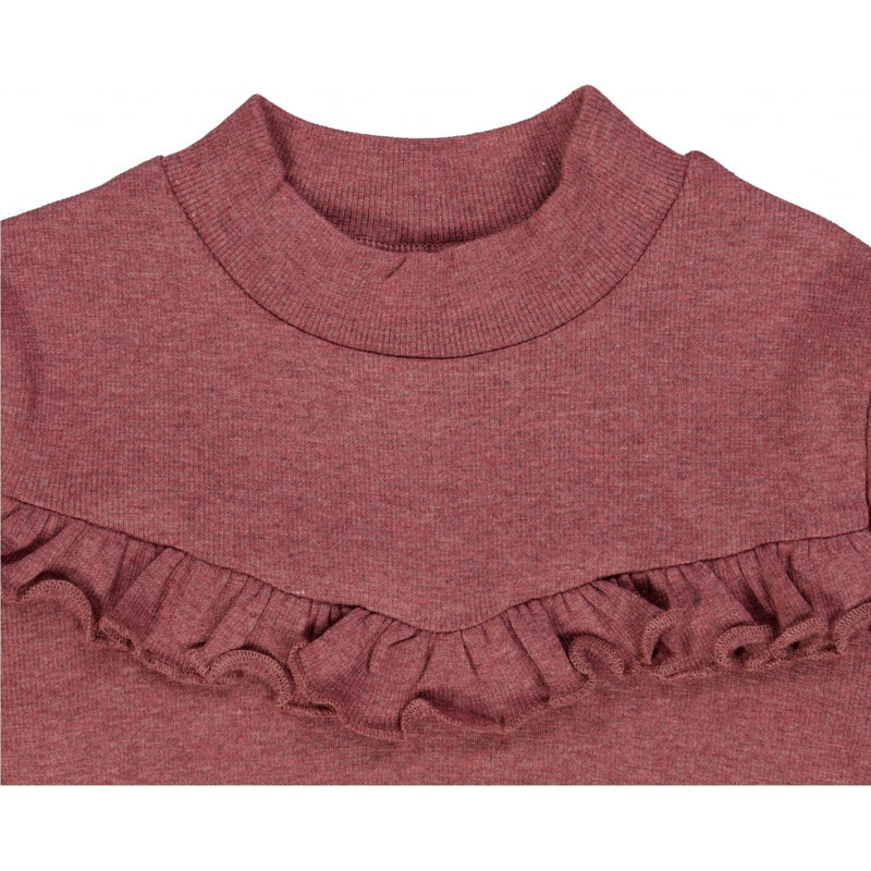 Wheat T-Shirt Flæse Rib Jersey Tops and T-Shirts 2614 dark rouge melange